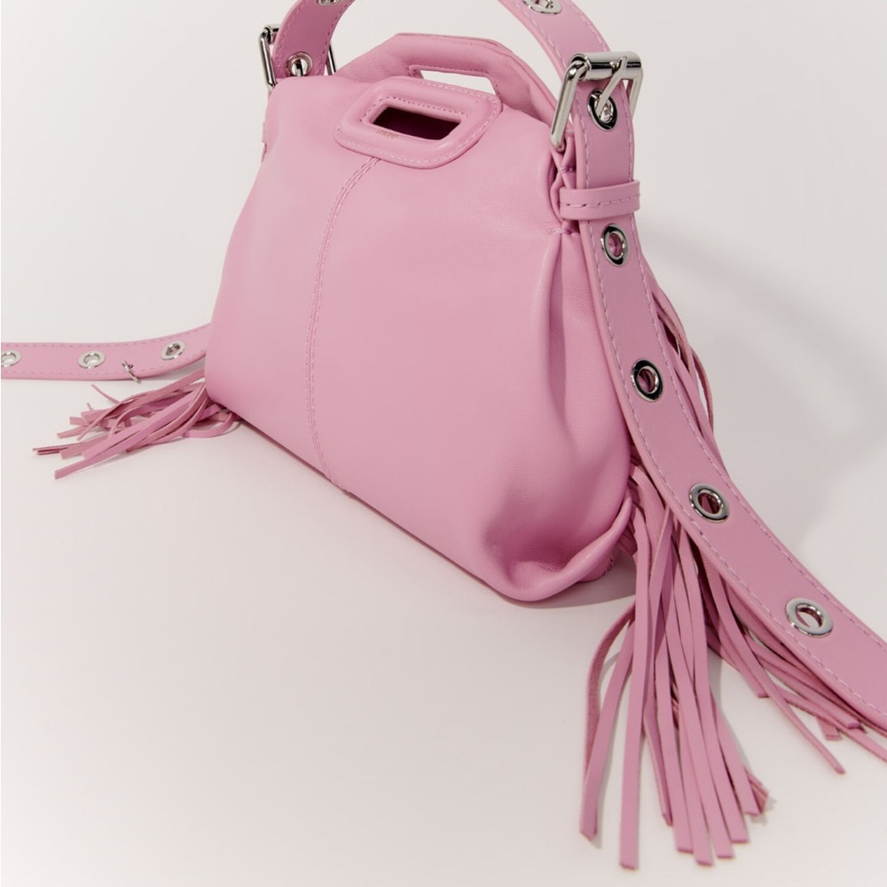 NWT Maje Soft Mini Miss M Pink Shoulder Bag with Fringe Detail - Picture 2 of 6